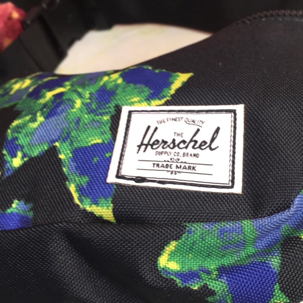 Herschel Supply Co. Black Blue and Green Floral  Canvas Fanny Pack - Picture 4 of 9
